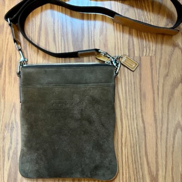Rare Limited Coach Crossbody Brown Suede & Leather Trim Messenger - Picture 1 of 5